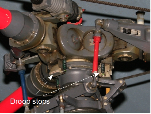 Helicopter rotorblade droop stops